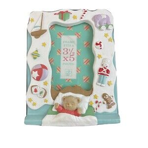 Baby Christmas Photo Frame 3.5x5 Ceramic Nursery Holiday Decor